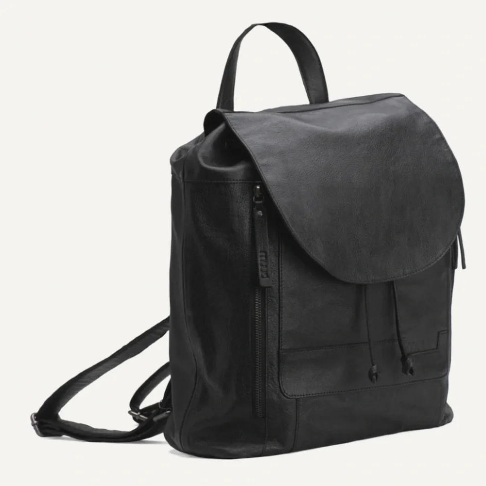 Muud Black Gimo Leather Backpack BNWT - Picture 3 of 13